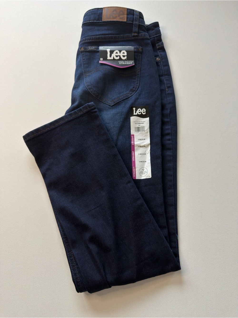 NWT Lee Women's Mid-Rise Straight Dark Indigo Jeans Size 8/28" Inseam (KB7)